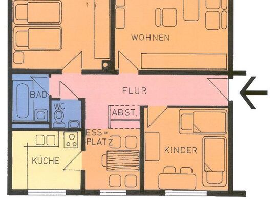 Gut geschnittene 3-Zimmer-Wohnung