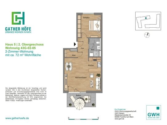 47125/106 Stilvolle 2-Zimmer-Wohnung im Neubau in Düsseldorf-Rath