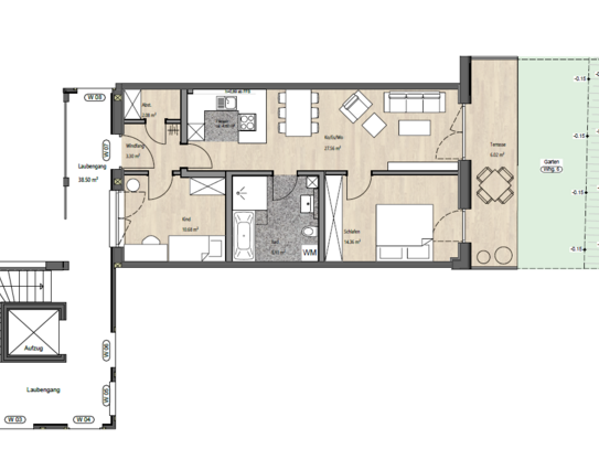 Exklusive 3-Zimmer-Wohnung mit Terrasse und Gartenanteil & Top-Ausstattung