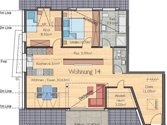 Wundervolle 3,5 Zi. Dachgeschosswohnung mit optimaler Nutzung