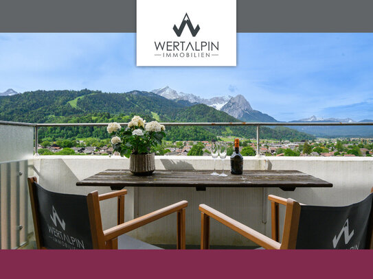 Alpenpanorama pur! Weitblick über Garmisch-Partenkirchen - 3-Zimmer-Wohnung mit TG-Stellplatz