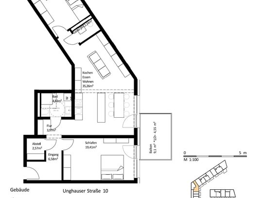 97 m² 3-Zi.-Whg. mit Balkon im Zentrum von Burghausen zum Kauf: EH40-QNG: 5% AfA + 5% Sonder-AfA & 150.000 € KfW-Kredit