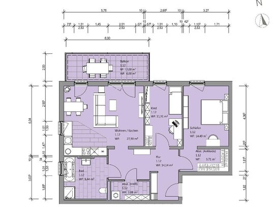 Großzügig geschnittene 3-Zimmer-Wohnung mit Balkon