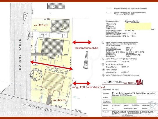 bebaubar mit EFH Bauvorbescheid 2024 + EFH ( Bestand ) bezugsfrei