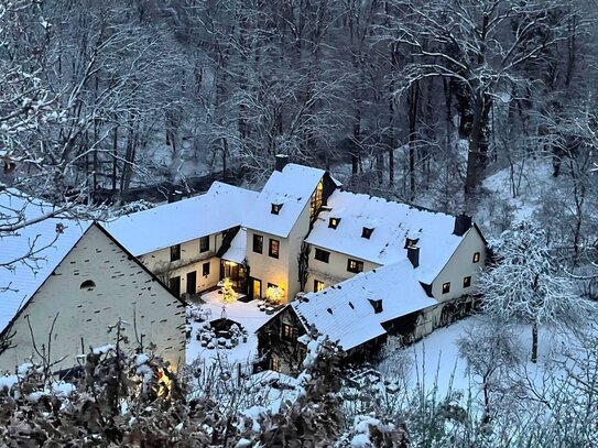 Exklusives Mühlenanwesen, vollständig sanierte historische Mühle in absoluter Alleinlage mit 2,6 ha Land. Ein fränkisch…