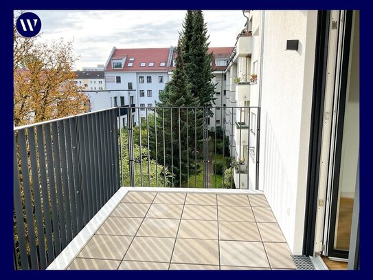 Viel Platz + moderner Neubaukomfort mit Balkon zum Innenhof: Helle, große Zimmer, zwei Bäder, EBK