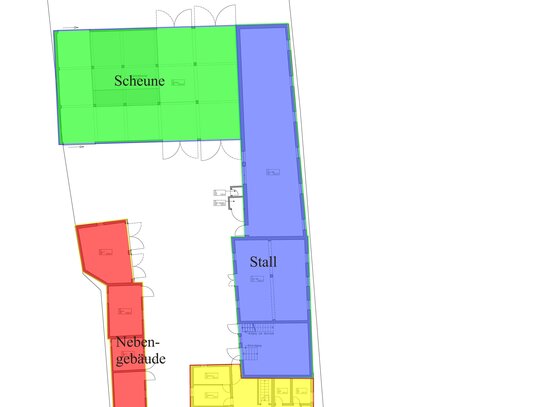 ehemalige Hofstelle: denkmalgeschütztes Wohnhaus, Nebengebäude, Scheune und Stall