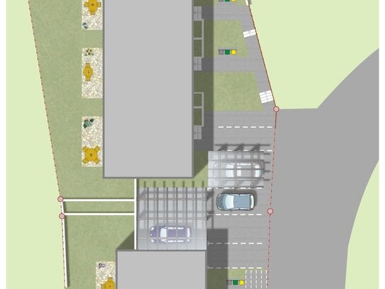 Bauträgergrundstück / Bauplatz für 2 Doppelhaushäften und 3 Reihenhäuser