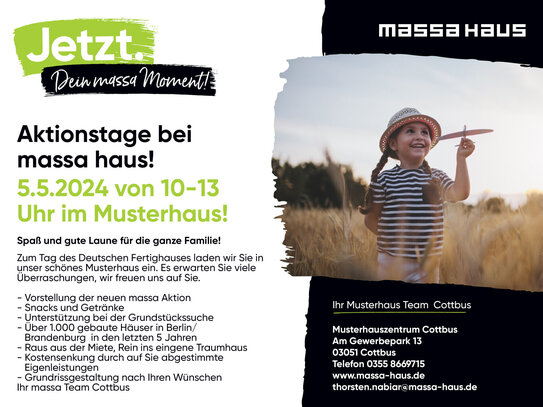 Aktionstag bei Massahaus Cottbus am 05.05. von 10-13Uhr: Am Gewerbepark 13, 03051 Cottbus