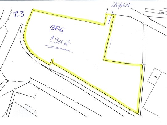 Gewerbegrundstück ca. 8.911 m² an der B 3 - zu verkaufen