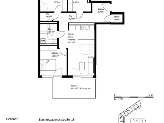 86 m² 4-Zi.-Whg. mit Balkon im Zentrum von Burghausen zum Kauf: EH40-QNG: 5% AfA + 5% Sonder-AfA & 150.000 € KfW-Kredit