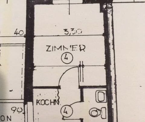 Düsseldorf-Pempelfort, Ruhige Seitenstraße Appartment, 1 Zi, Pantry –Küche, Duschbad/WC, Studenten-Wohnung