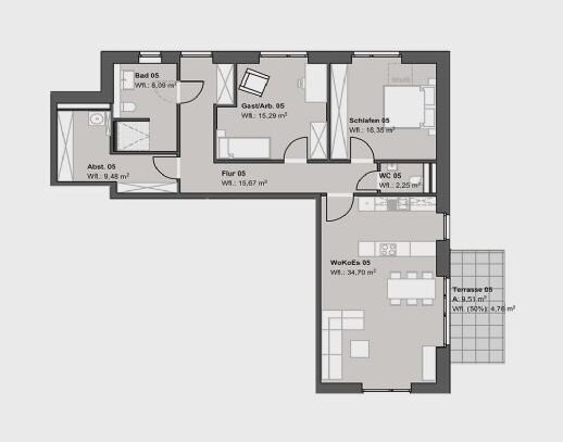 Großzügige Erdgeschosswohnung mit eigenem Eingang H1 WE05