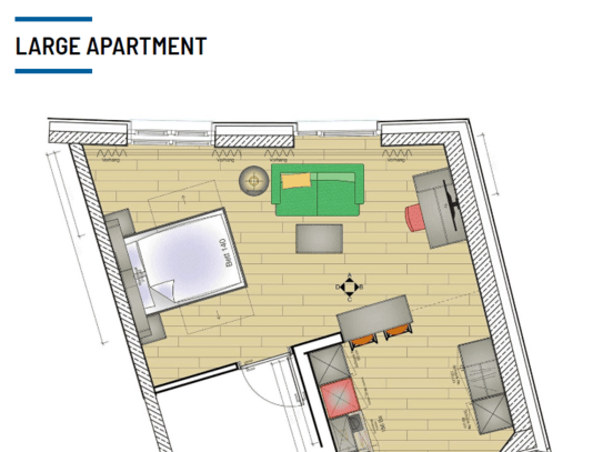 7 Monate Wohnen, 6 nur Monate zahlen! Möbliertes großes Apartment für 1 oder 2 Personen, Düsseldorf!