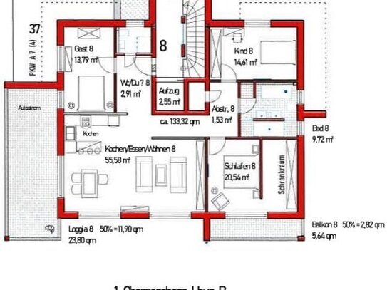 Beste Lage! Wohnen in exklusiver Lage Park! 1. OG, 4 ZKB, 133m² , Aufzug, Loggia und Balkon !