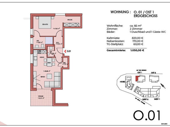 Wohnung O.01: Barrierefreie 2-Zimmerwohnung mit Terrasse in zentraler Lage von Much!