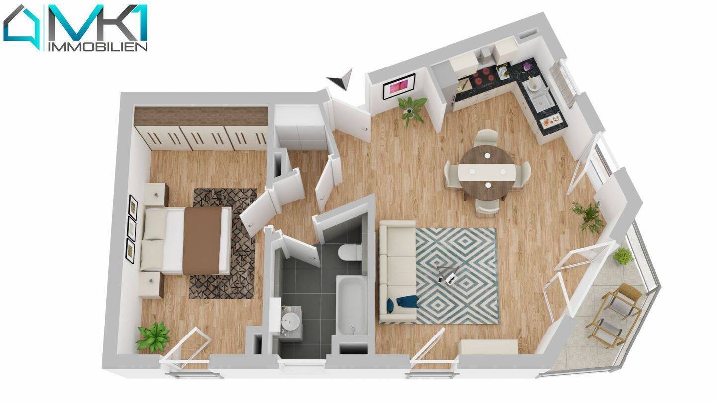 Helle 2,5-Zimmer-Wohnung mit Balkon und Tiefgaragenstellplatz in Frankfurt