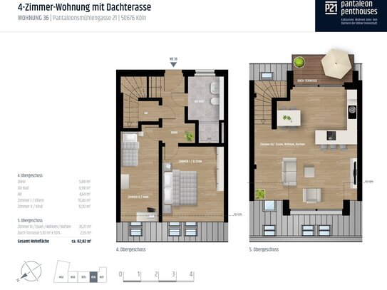 Exklusive 4 Zimmer Penthouse-Maisonettewohnung im Herzen Kölns, Neubau - Erstbezug