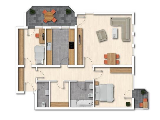 Helle sanierte 3 Zimmerwohnung mit 2 Balkone, Stellplatz und Abstellraum WE 8