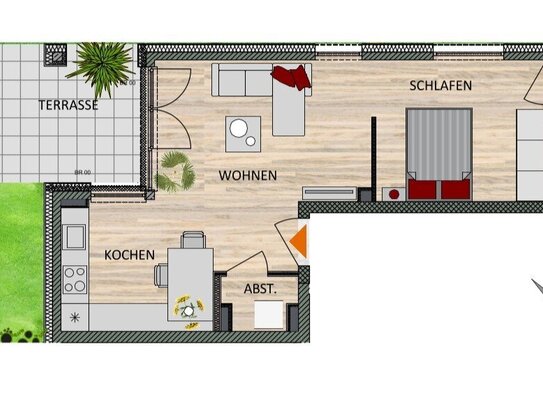 Gut geschnittene 2-Zimmer Wohnung mit Gartenanteil und Terrasse in Much