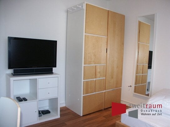 Eversburg-Büren, modern möbliertes Zimmer in einer komplett möblierten 3 Zimmer Wohnung.