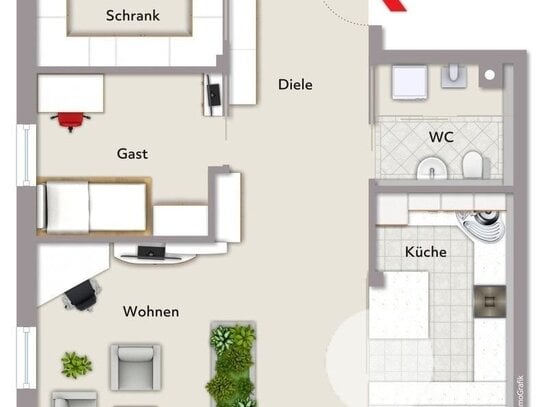 Moderne und barrierefreie Wohnung mit Balkon