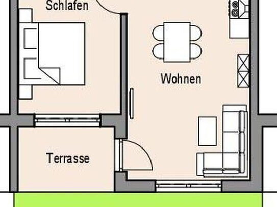 Erstbezug! Moderne 2-Zimmer-Wohnung mit kleinem Garten, Südausrichtung, zentral in Geiselhöring