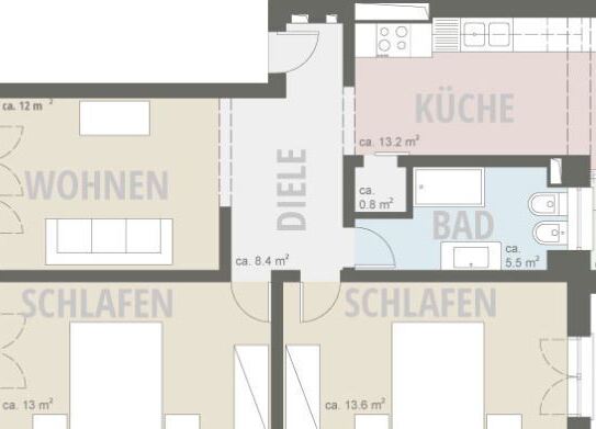 Freundliche 3-Raum-Wohnung mit EBK und Balkon Kürzlich modernisiert