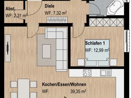 Moderne 3-Zimmer-Neubauwohnung im Erdgeschoss