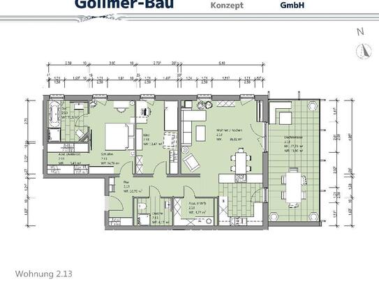 Penthouse-Wohnung mit 3 Zimmern, Bad en suite, Ankleide und Gäste-Dusche