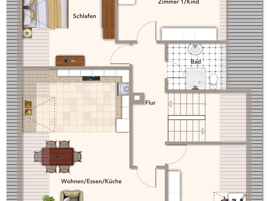 2-3-Zi-Whg - Umbau zu 4-Zi-Whg. möglich - Platz für die kleine Familie bezahlbar