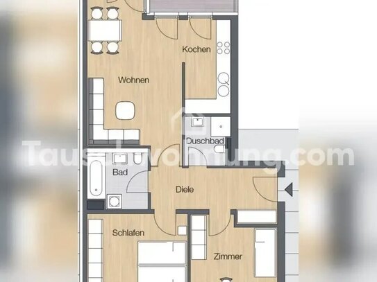 [TAUSCHWOHNUNG] Zentrale, ruhige und helle 3 Zimmerwohnung mit Balkon