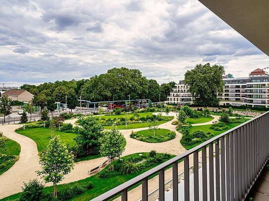 Traumhafter Blick in den Herzogin Garten. Neubauwohnung mit attraktiver Ausstattung.