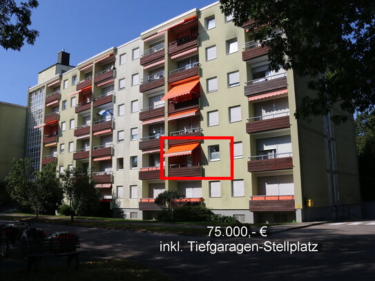 Äußerst gepflegte, möblierte 1-Zi-Whg mit Balkon im 1. OG (inkl. Tiefgarage)