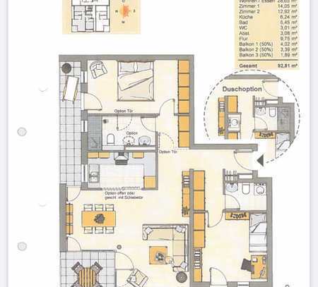 Exklusive, gepflegte 3-Zimmer-Wohnung mit 3 Balkonen und Einbauküche in Mainz