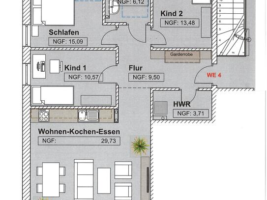 Obergeschoss-Wohnung als Neubau in Buweiler