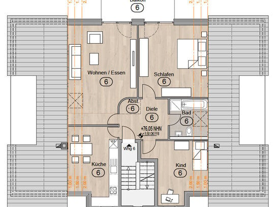 3-Zimmer-Dachgeschosswohnung in attraktiver Wohnlage mit Blick ins Grüne