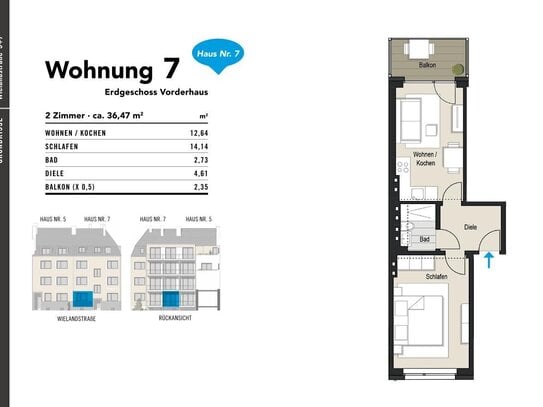 Bayenthal Love! Attraktive 2-Zimmer-Wohnung mit Balkon und bester Infrastruktur- Wielandstr. 7, Köln