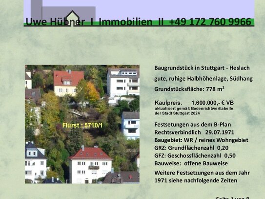 Stuttgart-Heslach, gute, ruhige Halbhöhenlage, Südhang