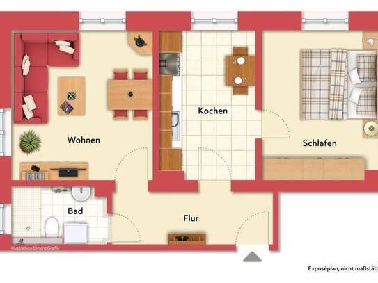 2-Raumwohnung mit Dusche