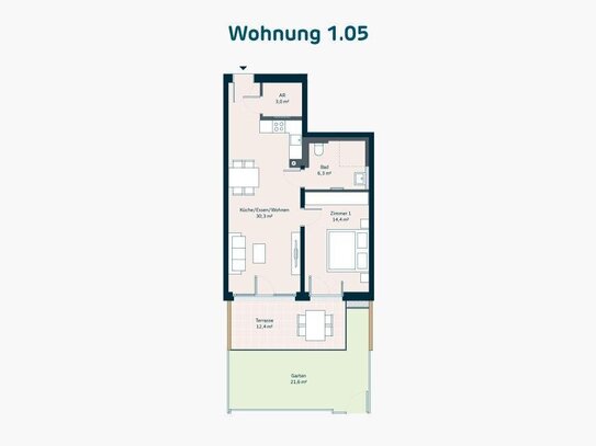 Neubau: 2-Zimmer-Gartenwohnung