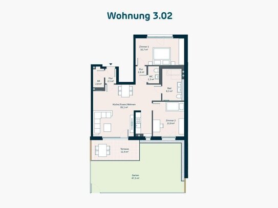 Neubau: 3-Zimmer-Gartenwohnung