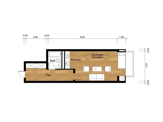 Energetisch sanierte 1 Zimmer Wohnung mit Balkon