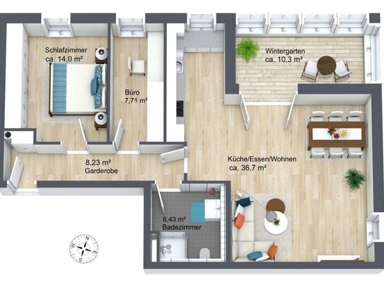 ZUGREIFEN! - 3 Zimmer Wohnung altersgerecht mit Wintergarten und Aufzug WE05