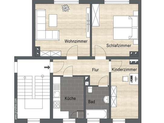 Helle 3 Raumwohnung mit blick ins grüne