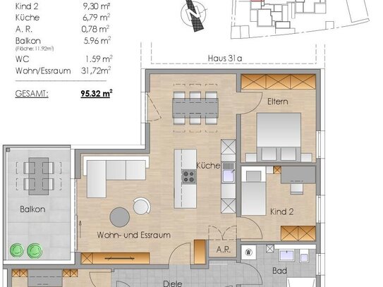 NEUBAU - RAUMWUNDER - 4-Zi-Whg - 1.OG West-Ausrichtung + Balkon, Wärmepumpe + Photovoltaikanlage