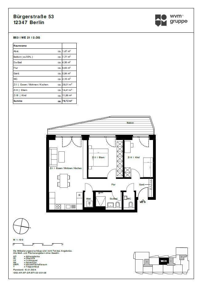 Erstbezug: 3 Zimmer-Neubauwohnung in Westausrichtung im ruhigen Hinterhof - 15m2 Balkon - Neukölln - Photo 1