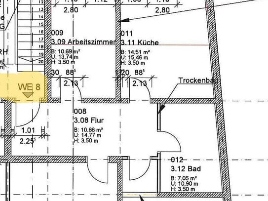 3 RW Erstbezug! im DG mit EBK, Wanne, Fahrstuhl und Stellplatz im Hof