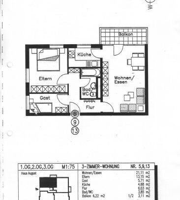 3-Raum-Wohnung mit Balkon und Aufzug in ruhiger Lage.