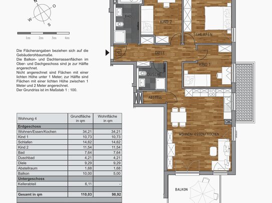 NEUBAU +++ 4 - Zi.- Obergeschosswohnung mit Balkon